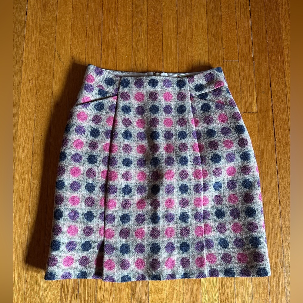 Boden Polka Dot Wool Tweed Skirt (Tweed by Moon), Size 6 Regular